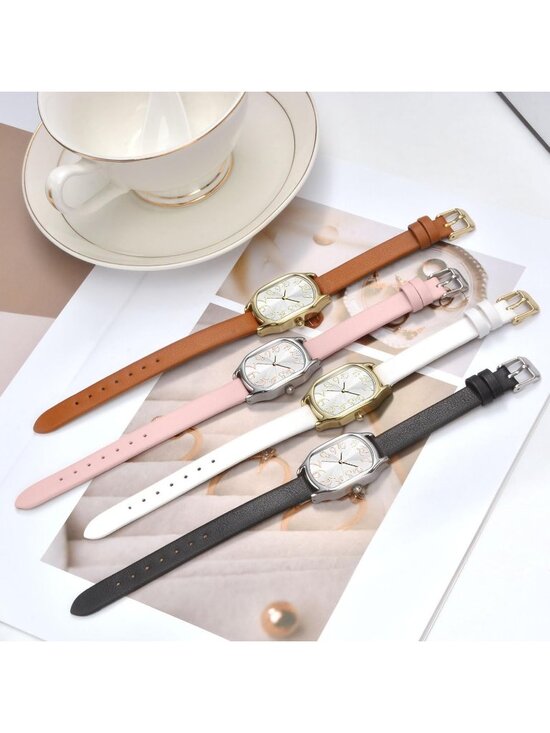 Women\'s Brown/Gold Stylish Square Classic Vintage Dial Leather Strap Wrist Watch main image 6